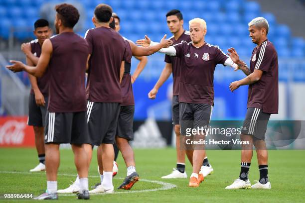 Hernandez of Mexico, during a training at Samara Arena ahead of the Round of Sixteen match against Brazil on July 1, 2018 in Samara, Russia.