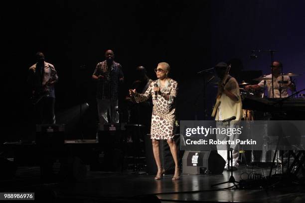 Dee Dee Bridgewater performs with The Memphis Soulphony during the 2018 Festival International de Jazz de Montreal at Quartier des spectacles on June...