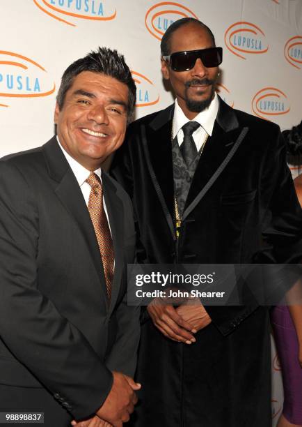 Comedian George Lopez and Rapper Snoop Dogg arrive to the Lupus LA Orange Ball on May 6, 2010 in Beverly Hills, California.
