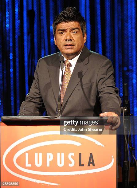 Comedian George Lopez speaks at the Lupus LA Orange Ball on May 6, 2010 in Beverly Hills, California.