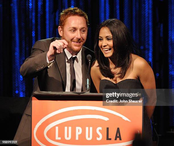 Actor Scott Grimes and Actress Parminder Nagra speak at the Lupus LA Orange Ball on May 6, 2010 in Beverly Hills, California.