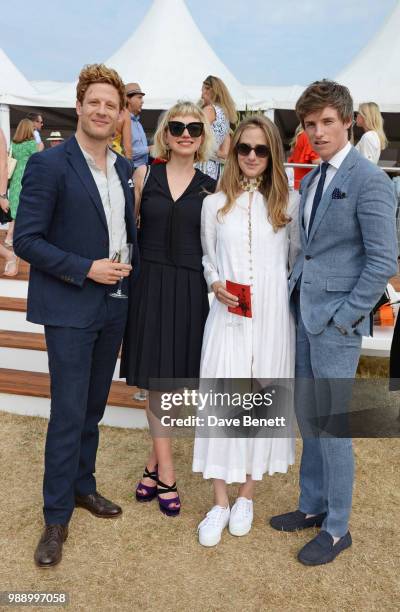 James Norton, Imogen Poots, Hannah Redmayne and Eddie Redmayne attend the Audi Polo Challenge at Coworth Park Polo Club on July 1, 2018 in Ascot,...