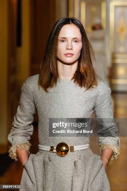 Model walks the runway during the Christophe Josse Haute Couture Fall Winter 2018/2019 show as part of Paris Fashion Week on July 1, 2018 in Paris,...