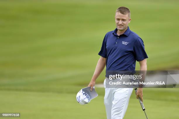 Russell Knox of Scotland reacts during The Open Qualifying Series part of the HNA Open de France at Le Golf National on July 1, 2018 in Paris, France.