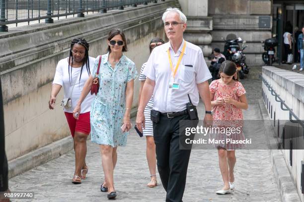 Actress Katie Holmes and daughter Suri Cruise are seen leaving the Louvre Museum on July 1, 2018 in Paris, France.