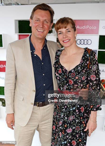 Angus Forbes and Darcey Bussell attend the Audi Polo Challenge at Coworth Park Polo Club on July 1, 2018 in Ascot, England.