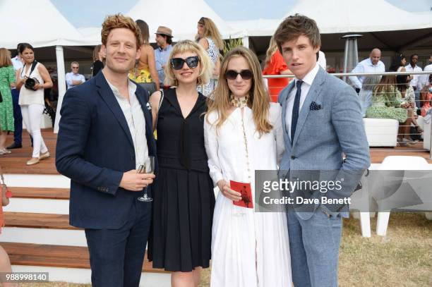 James Norton, Imogen Poots, Hannah Redmayne and Eddie Redmayne attend the Audi Polo Challenge at Coworth Park Polo Club on July 1, 2018 in Ascot,...