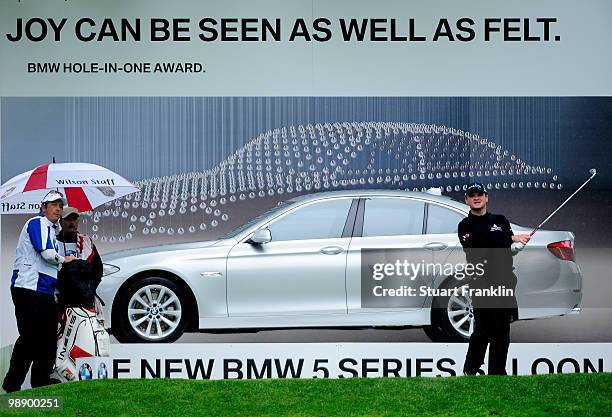 Paul Lawrie of Scotland plays his tee shot on the 15th hole during the second round of the BMW Italian Open at Royal Park I Roveri on May 7, 2010 in...