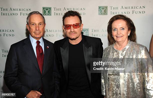 New York City Mayor Michael Bloomberg and Bono of U2 attend the American Ireland Fund Gala at the Tent at Lincoln Center for the Performing Arts on...