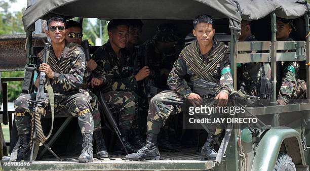 Military soldiers are deploid in towns of Maguindnao province in the southern Philippines on May 7, 2010 three days before national election....