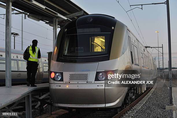 The Gautrain, South Africa's first high-speed train is taken on a test run in Johannesburg on May 7, 2010. The line will open on June 8 in...
