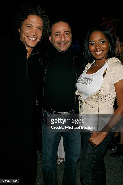 Personality Justin Guarini, Shoes for Stars owner Jacob Meir and actress Shar Jackson attend the Launch Party for Shoes for Stars on April 8, 2008 in...