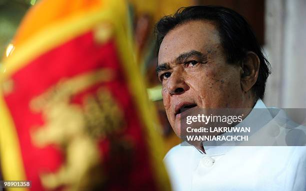 Sri Lankan Prime Minister D.M. Jayaratne addresses foreign correspondents in Colombo May 7, 2010. He urged Western nations to crackdown on any...