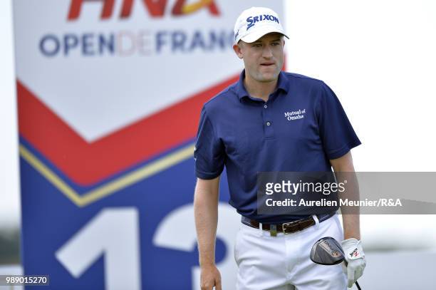 Russell Knox of Scotland reacts during The Open Qualifying Series part of the HNA Open de France at Le Golf National on July 1, 2018 in Paris, France.