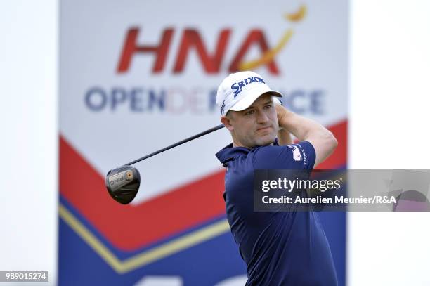 Russell Knox of Scotland swings during The Open Qualifying Series part of the HNA Open de France at Le Golf National on July 1, 2018 in Paris, France.