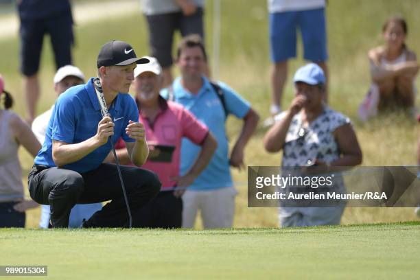 Marcus Kinhult of Sweden reacts during The Open Qualifying Series part of the HNA Open de France at Le Golf National on July 1, 2018 in Paris, France.