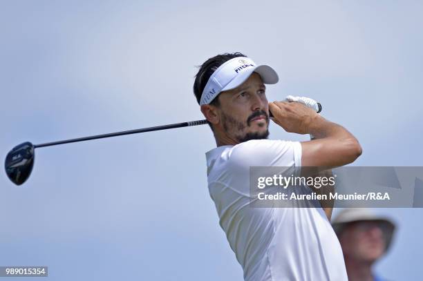 Mike Lorenzo Vera of France swings during The Open Qualifying Series part of the HNA Open de France at Le Golf National on July 1, 2018 in Paris,...