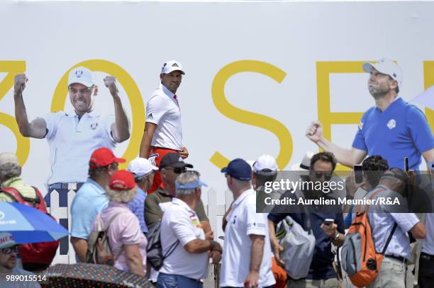 Sergio Garcia of Spain reacts during The Open Qualifying Series part of the HNA Open de France at Le Golf National on July 1, 2018 in Paris, France.