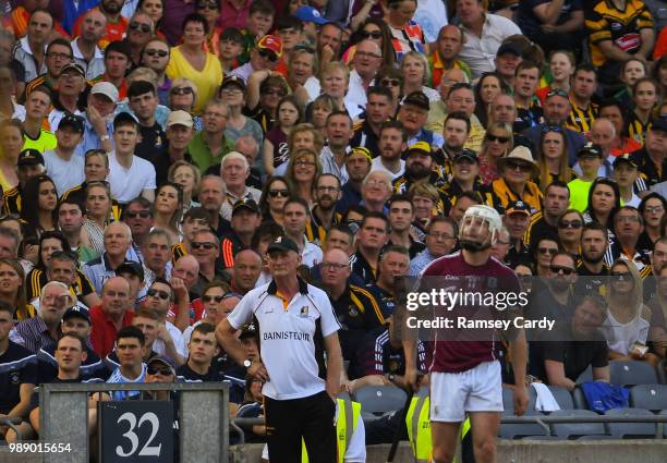 Dublin , Ireland - 1 July 2018; Kilkenny manager Brian Cody watches a late free by Joe Canning of Galway during the Leinster GAA Hurling Senior...