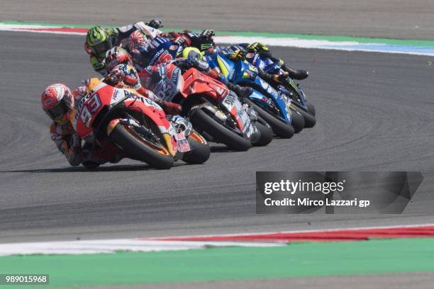 Marc Marquez of Spain and Repsol Honda Team leads the field during the MotoGp race during the MotoGP Netherlands - Race on July 1, 2018 in Assen,...