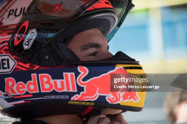 Marc Marquez of Spain and Repsol Honda Team prepares to start on the grid during the MotoGp race during the MotoGP Netherlands - Race on July 1, 2018...