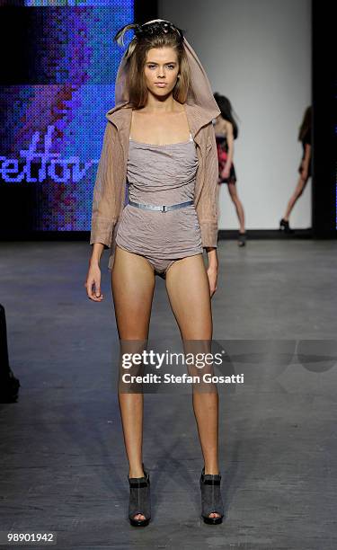 Model showcases designs on the catwalk during the Annah Stretton collection show on the fifth and final day of Rosemount Australian Fashion Week...