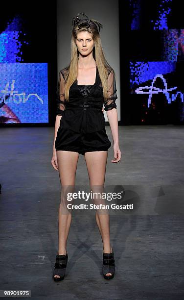 Model showcases designs on the catwalk during the Annah Stretton collection show on the fifth and final day of Rosemount Australian Fashion Week...