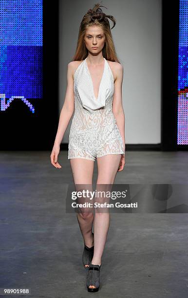 Model showcases designs on the catwalk during the Annah Stretton collection show on the fifth and final day of Rosemount Australian Fashion Week...