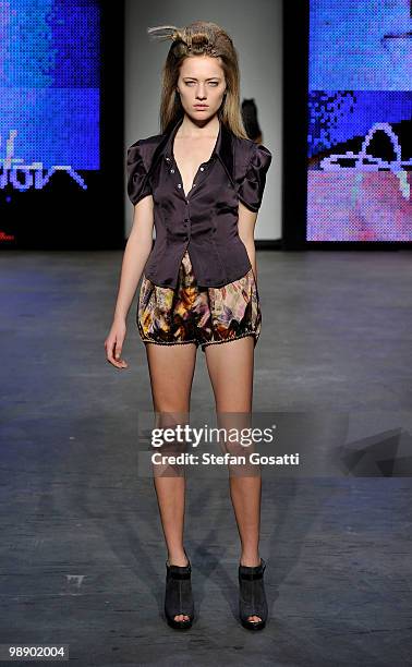 Model showcases designs on the catwalk during the Annah Stretton collection show on the fifth and final day of Rosemount Australian Fashion Week...