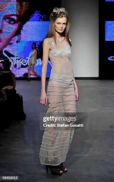 Model showcases designs on the catwalk during the Annah Stretton collection show on the fifth and final day of Rosemount Australian Fashion Week...