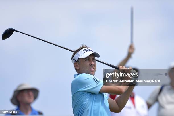 Ian Poulter of England swings during The Open Qualifying Series part of the HNA Open de France at Le Golf National on July 1, 2018 in Paris, France.