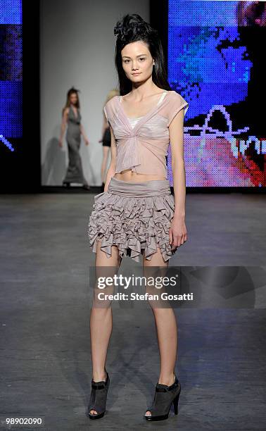 Model showcases designs on the catwalk during the Annah Stretton collection show on the fifth and final day of Rosemount Australian Fashion Week...