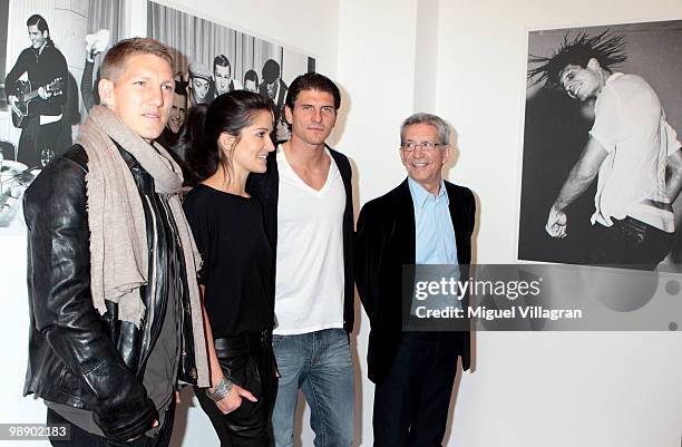 German football players Bastian Schweinsteiger and Mario Gomez and Gerd Strehle and his daughter Viktoria Strehle attend the Strenesse book...