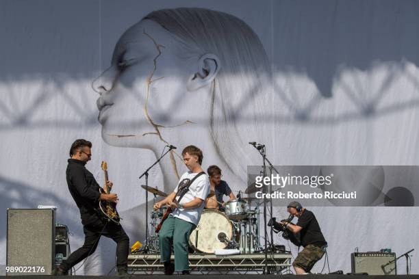 Dom Craik, Conor Mason and James Price of Nothing But Thieves perform on stage during TRNSMT Festival Day 3 at Glasgow Green on July 1, 2018 in...