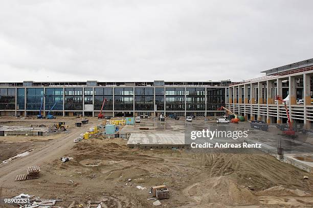 View of the main terminal hall is pictured during the roofing ceremony at the new Airport Berlin Brandenburg International BBI on May 7, 2010 in...