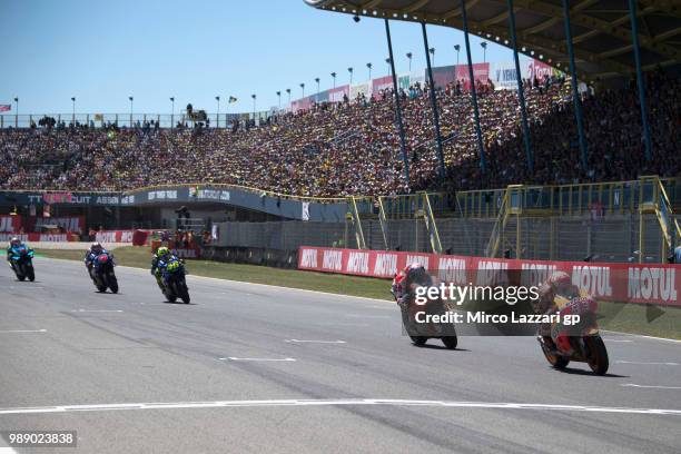 Marc Marquez of Spain and Repsol Honda Team leads the field during the MotoGp race during the MotoGP Netherlands - Race on July 1, 2018 in Assen,...