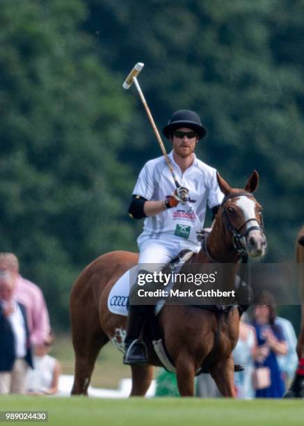 Prince Harry, Duke of Sussex during the Audi Polo Challenge Day 2 at Coworth Park Polo Club on July 01, 2018 in Ascot, England.