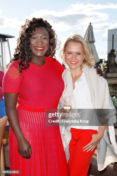 Thelma Buabeng and Nova Meierhenrich during the Ladies Dinner In Berlin at Hotel De Rome on July 1, 2018 in Berlin, Germany.