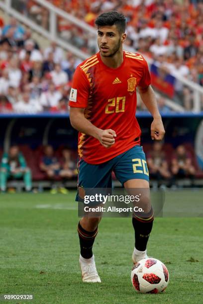 Marco Asensio of Spain in action during the 2018 FIFA World Cup Russia Round of 16 match between Spain and Russia at Luzhniki Stadium on July 1, 2018...