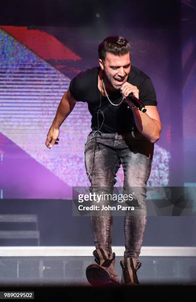 Jen Carlos Canela performs on stage during El Micha Concert at Miami Dade Auditorium on June 30, 2018 in Miami, Florida.
