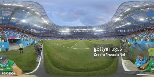 General view inside the stadium prior to the 2018 FIFA World Cup Russia Round of 16 match between Croatia and Denmark at Nizhny Novgorod Stadium on...