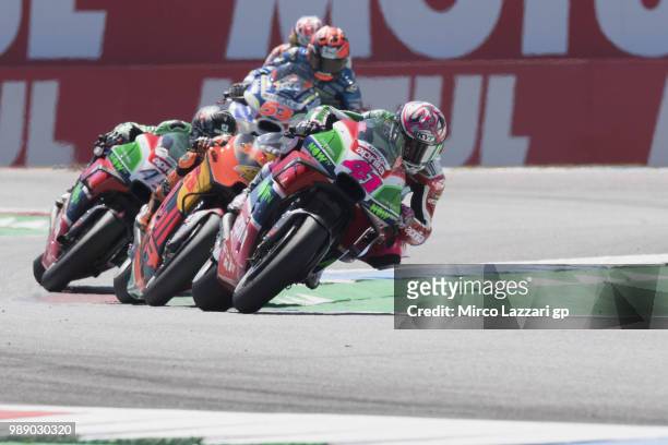 Aleix Espargaro of Spain and Aprilia Racing Team Gresini leads the field during the MotoGp race during the MotoGP Netherlands - Race on July 1, 2018...