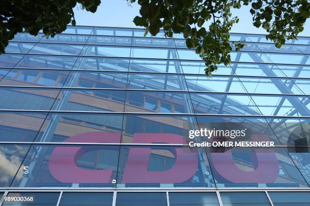 The headquarters of the Christian Democratic Union is pictured during a party leadership meeting at the CDU headquarters in Berlin, on July 1, 2018....