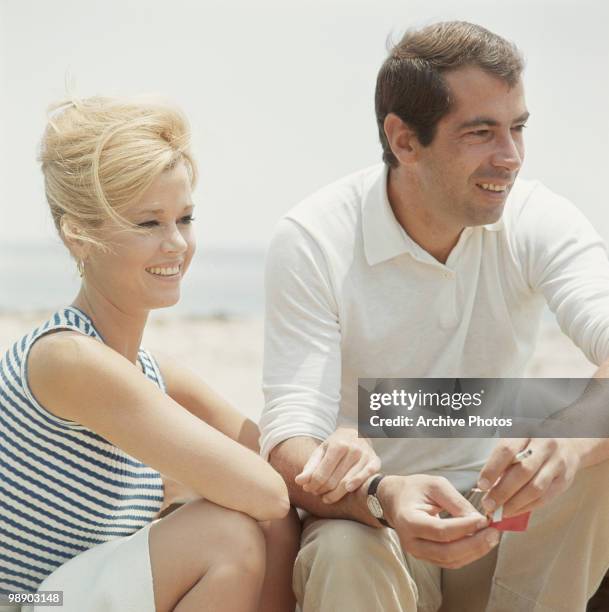 American actress Jane Fonda with her husband, French director Roger Vadim , California, December 1965.