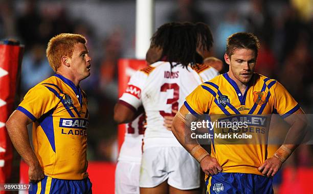 Kris Keating and Chris Lawrence of City show their frustration after a Country try during the ARL Origin match between Country and City at Regional...