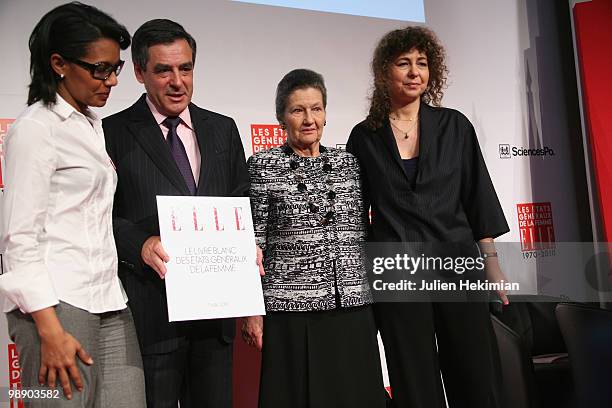 French TV host Audrey Pulvar, French Prime Minister Francois Fillon, former minister and European Parliament Chairwoman Simone Veil and editor in...