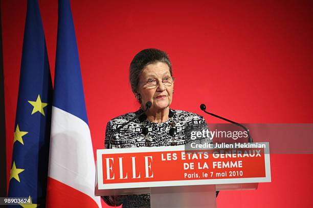 Former minister and European Parliament Chairwoman Simone Veil is pictured during the last day of the Women's Forum at French Political Sciences...