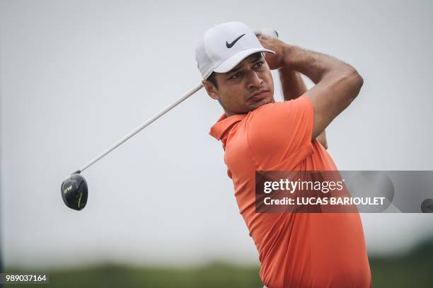 Golfer Julian Suri competes in the HNA Open de France, as part of the European Tour 2018, at the Saint-Quentin-en-Yvelines national golf course in...