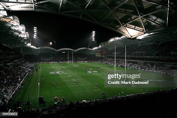 The Australian team take the first kick off during the ARL Test match between the Australian Kangaroos and the New Zealand Kiwis at AAMI Park on May...