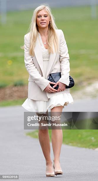 Chelsy Davy leaves after Prince Harry received his flying badges at the Museum of Army Flying on May 7, 2010 in Middle Wallup, England.